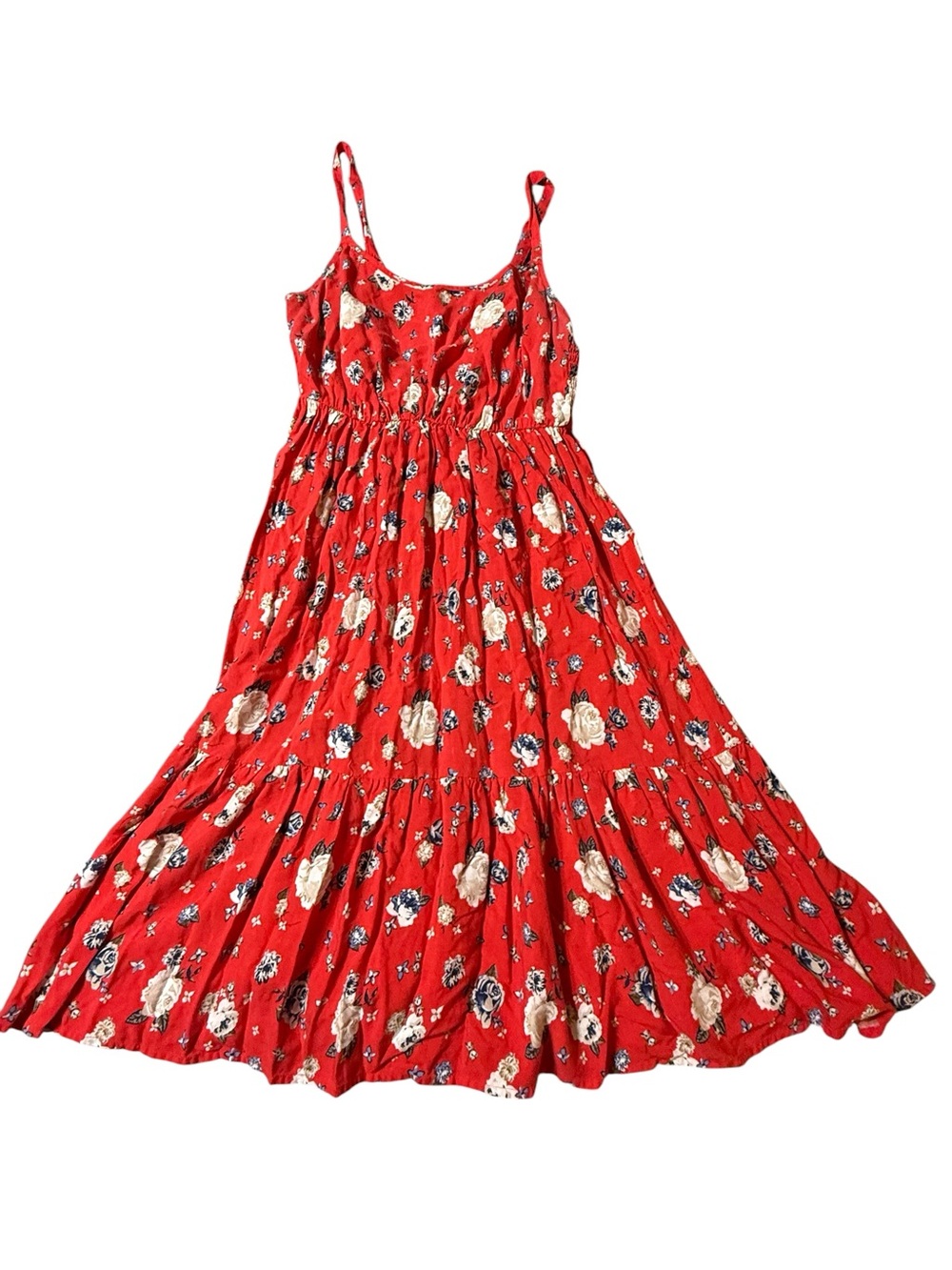 Torrid Red Floral Tiered Challis Sundress Size 00 Plus Size Midi Maxi